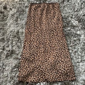 Cheetah print slip midi skirt